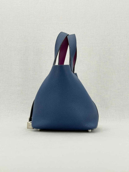 Pre - loved HERMES Picotin Navy Blue Top Handle at Reems Closet
