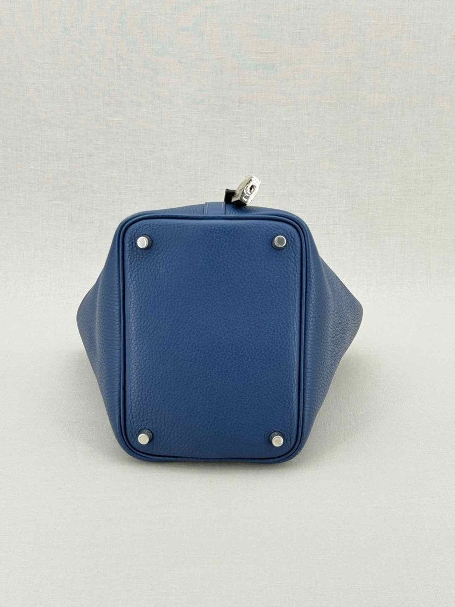 Pre - loved HERMES Picotin Navy Blue Top Handle at Reems Closet