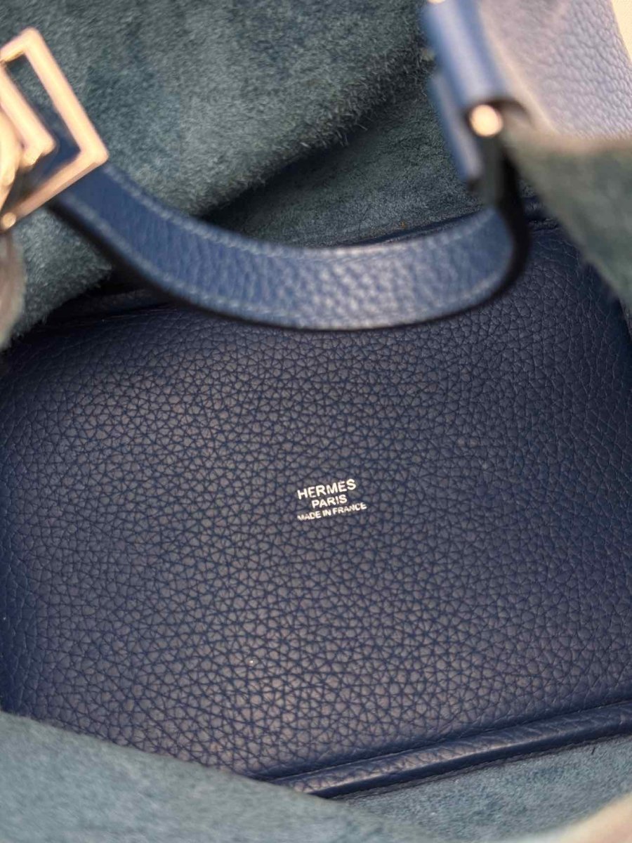Pre - loved HERMES Picotin Navy Blue Top Handle at Reems Closet