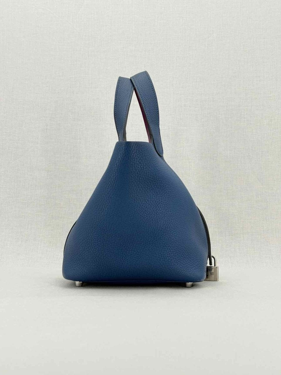 Pre - loved HERMES Picotin Navy Blue Top Handle at Reems Closet