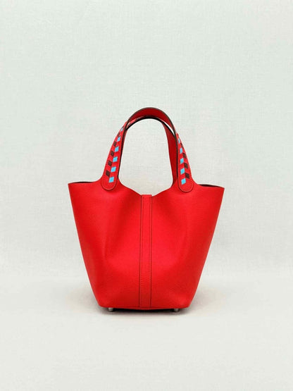 Pre - loved HERMES Picotin Red Top Handle at Reems Closet