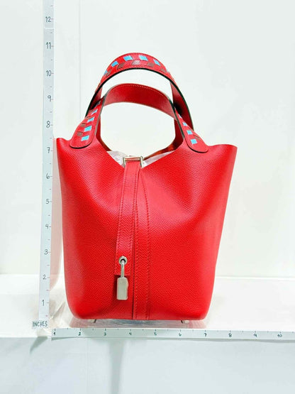 Pre - loved HERMES Picotin Red Top Handle at Reems Closet