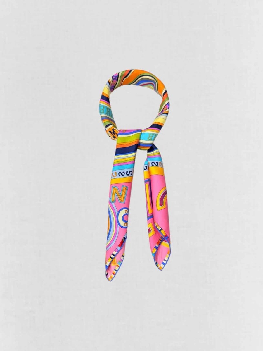 Pre - loved HERMES Pink Multicolor Printed Scarf at Reems Closet