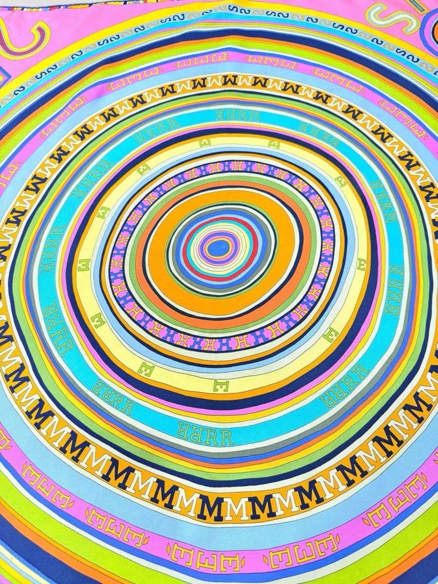 Pre - loved HERMES Pink Multicolor Printed Scarf at Reems Closet