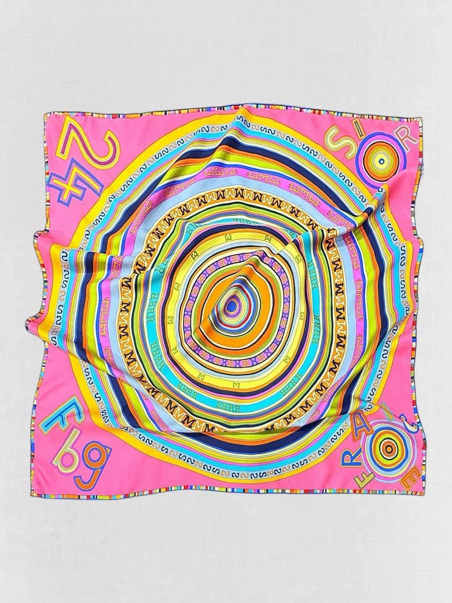 Pre - loved HERMES Pink Multicolor Printed Scarf at Reems Closet