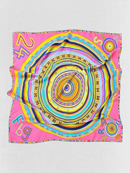 Pre - loved HERMES Pink Multicolor Printed Scarf at Reems Closet