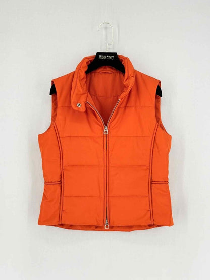Pre - loved HERMES Puffer Orange Size Small Gilet at Reems Closet