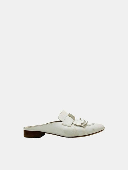 Pre - loved HERMES Rivoli White Mules at Reems Closet