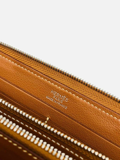 Pre - loved HERMES Silk'In Gold Continental Wallet at Reems Closet