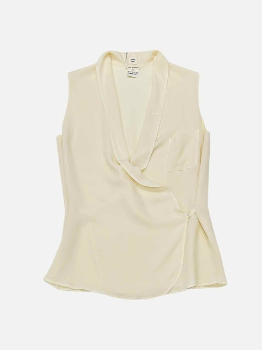 Pre - loved HERMES Sleeveless Cream Size US 8 Top at Reems Closet