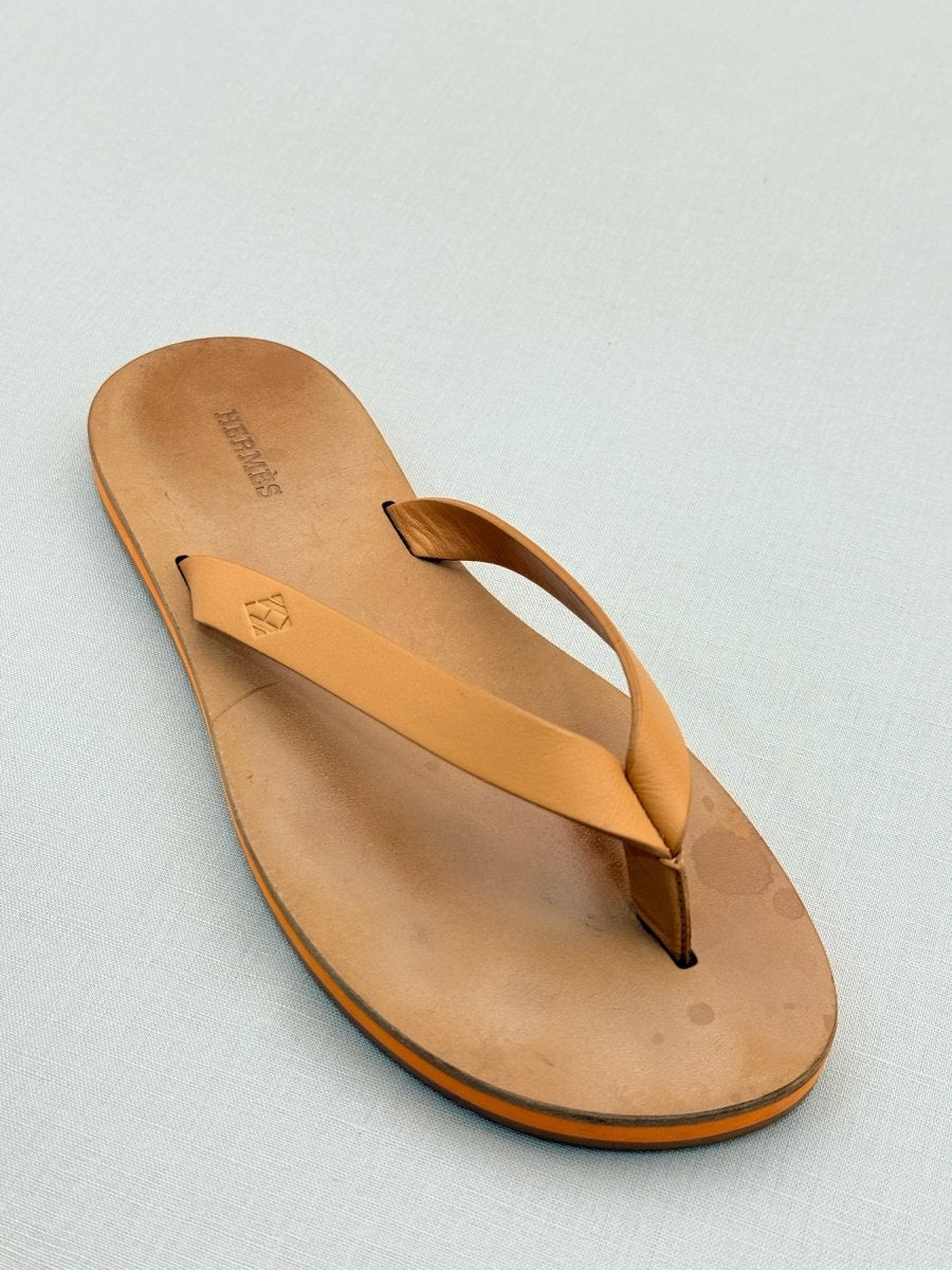 Pre - loved HERMES Summer Thong Tan Size EU 37.5 Flats at Reems Closet