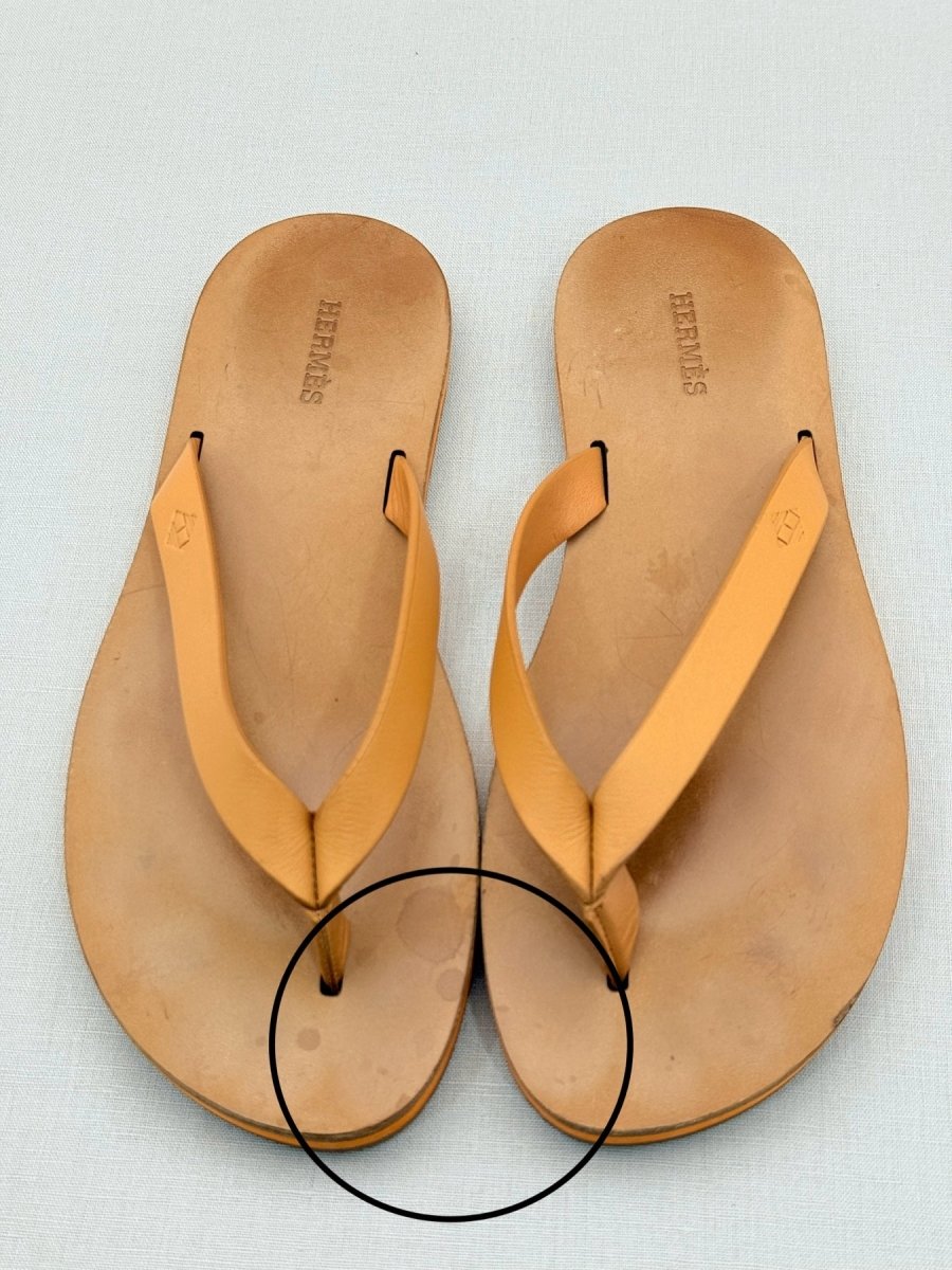 Pre - loved HERMES Summer Thong Tan Size EU 37.5 Flats at Reems Closet