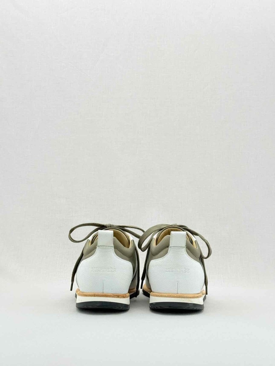 Pre - loved HERMES Tie Break White & Khaki Size EU 44 Sneakers at Reems Closet