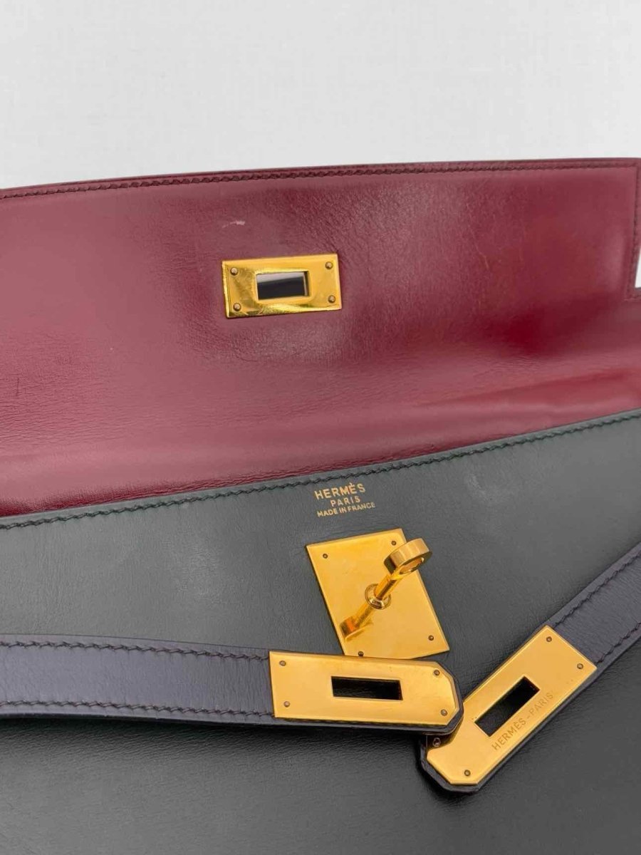 Pre-loved HERMES Vert Fonce, Rouge H, Blue Marine Top Handle at Reems Closet