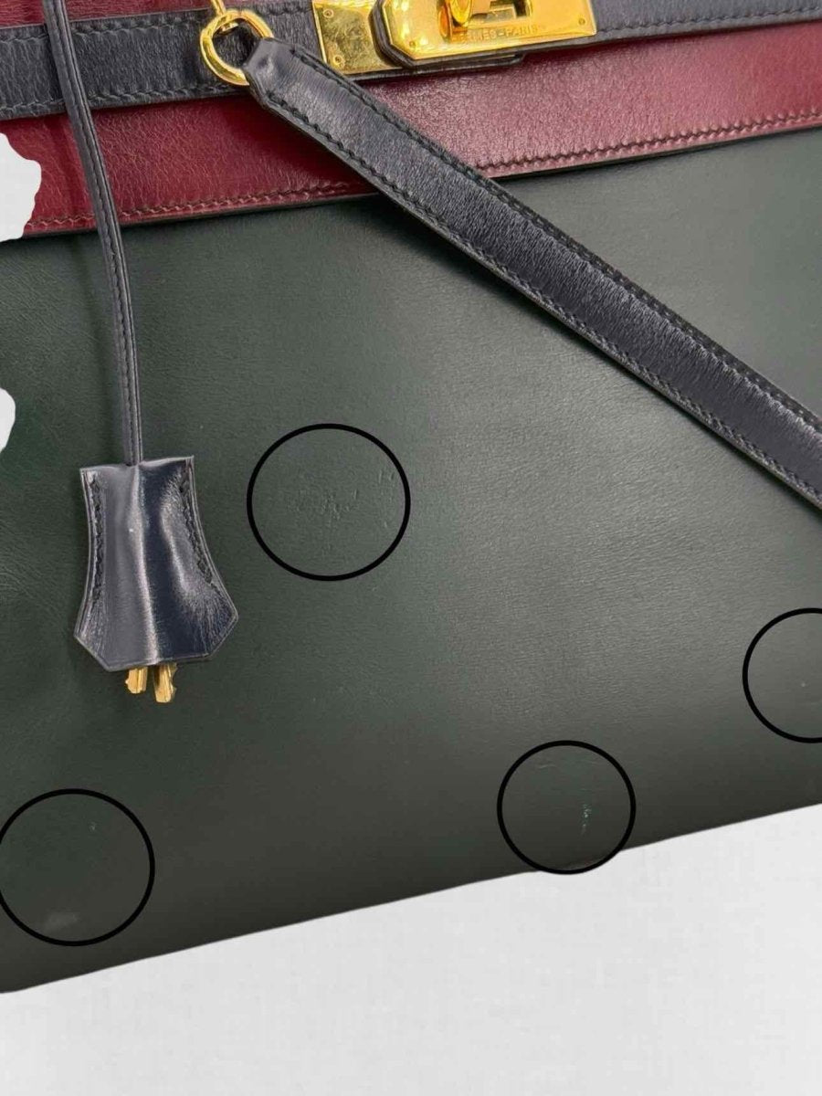 Pre-loved HERMES Vert Fonce, Rouge H, Blue Marine Top Handle at Reems Closet