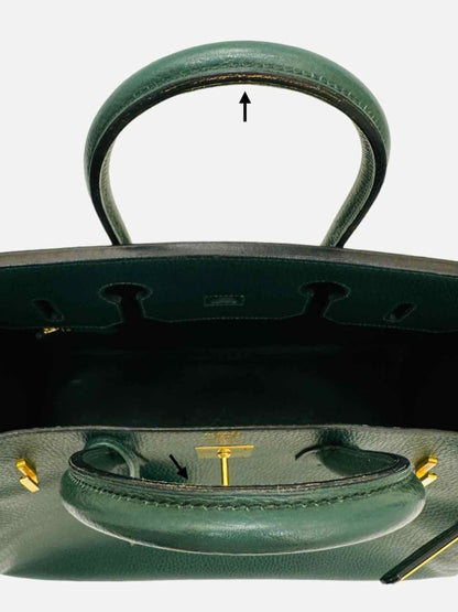 Pre - loved HERMES Vintage Green Top Handle at Reems Closet