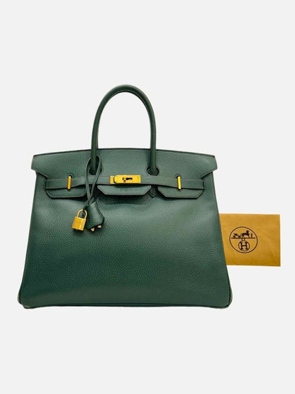 Pre - loved HERMES Vintage Green Top Handle at Reems Closet