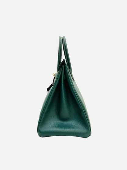 Pre - loved HERMES Vintage Green Top Handle at Reems Closet