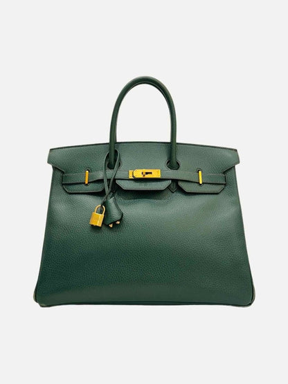 Pre - loved HERMES Vintage Green Top Handle at Reems Closet