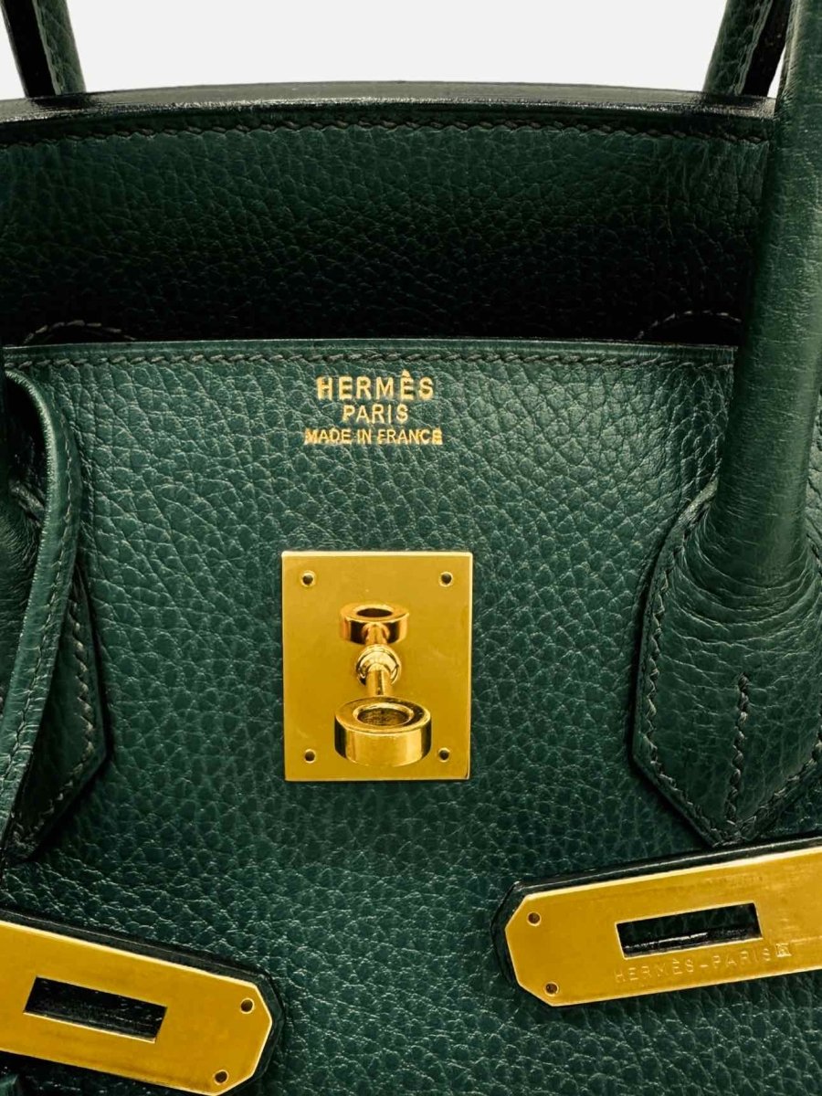 Pre - loved HERMES Vintage Green Top Handle at Reems Closet