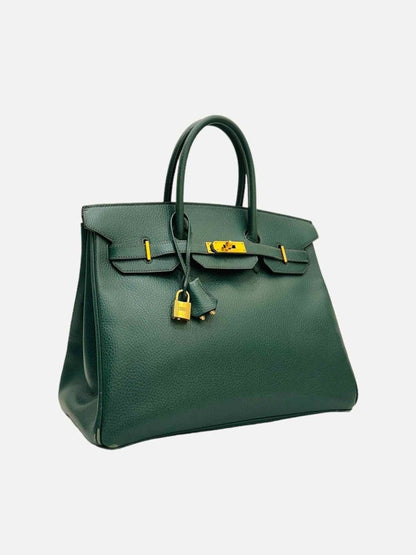 Pre - loved HERMES Vintage Green Top Handle at Reems Closet