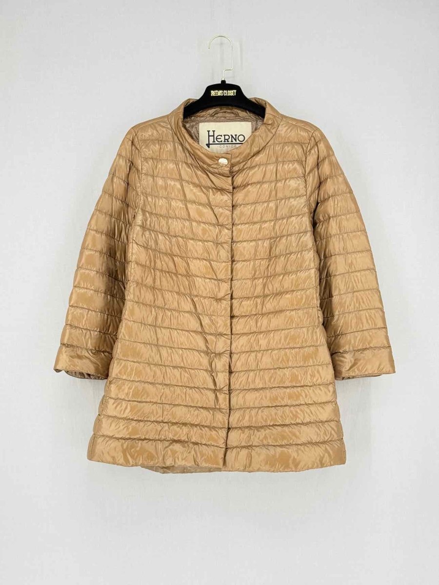Pre - loved HERNO Gold Size US 8 Coat at Reems Closet