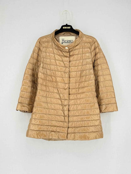 Pre - loved HERNO Gold Size US 8 Coat at Reems Closet