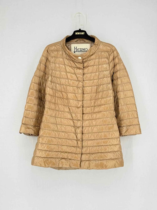 Pre - loved HERNO Gold Size US 8 Coat at Reems Closet
