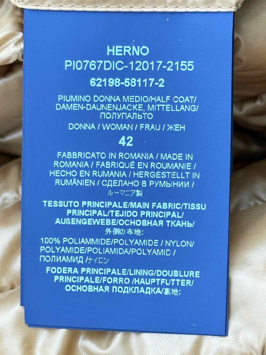 Pre - loved HERNO Gold Size US 8 Coat at Reems Closet