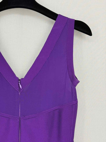 Pre-loved HERVE L. LEROUX Bandage Purple Size US 6 Short Dress at Reems Closet