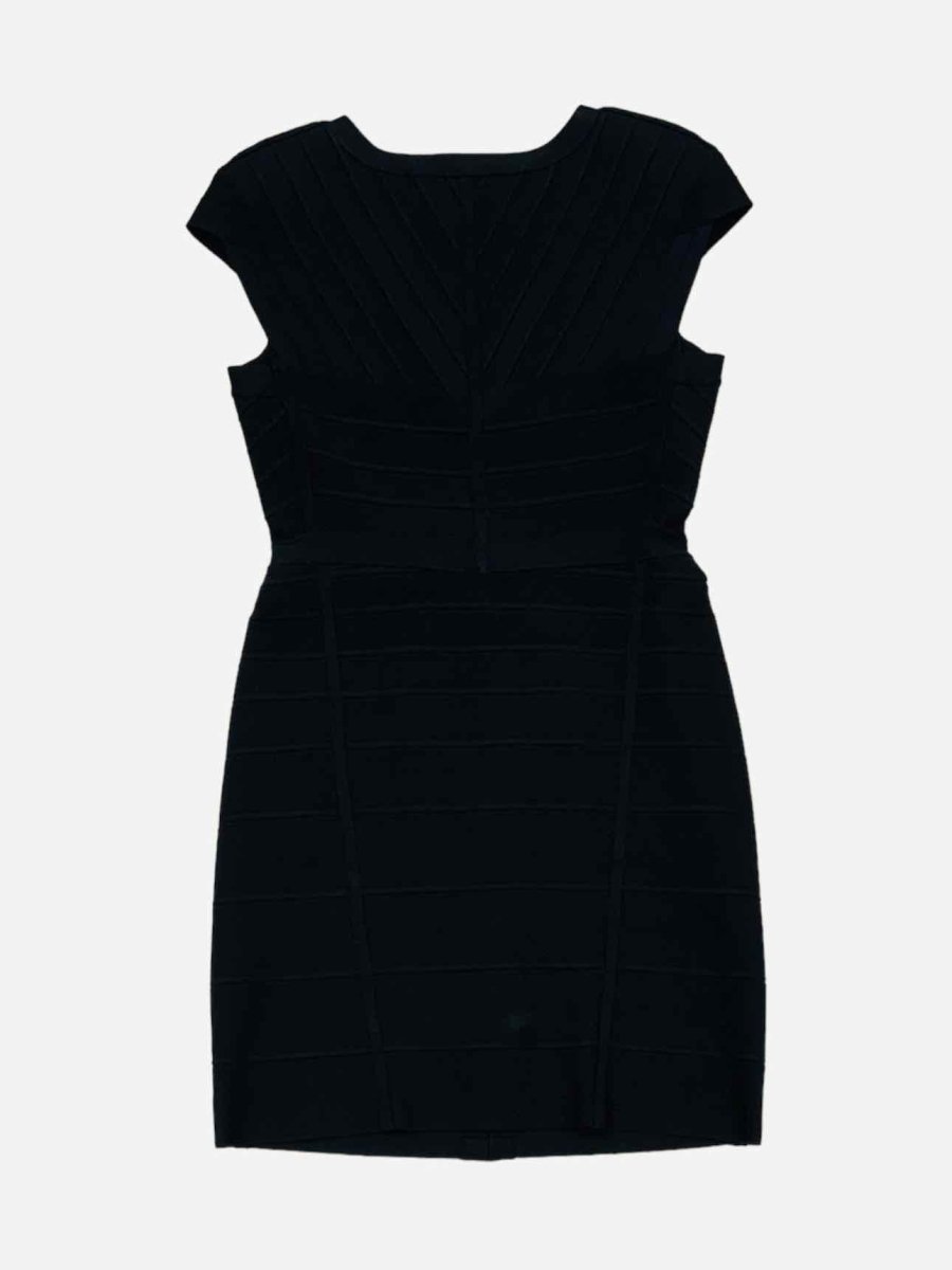 Pre-loved HERVE LEGER Bandage Black Zip Front Mini Bodycon Dress from Reems Closet