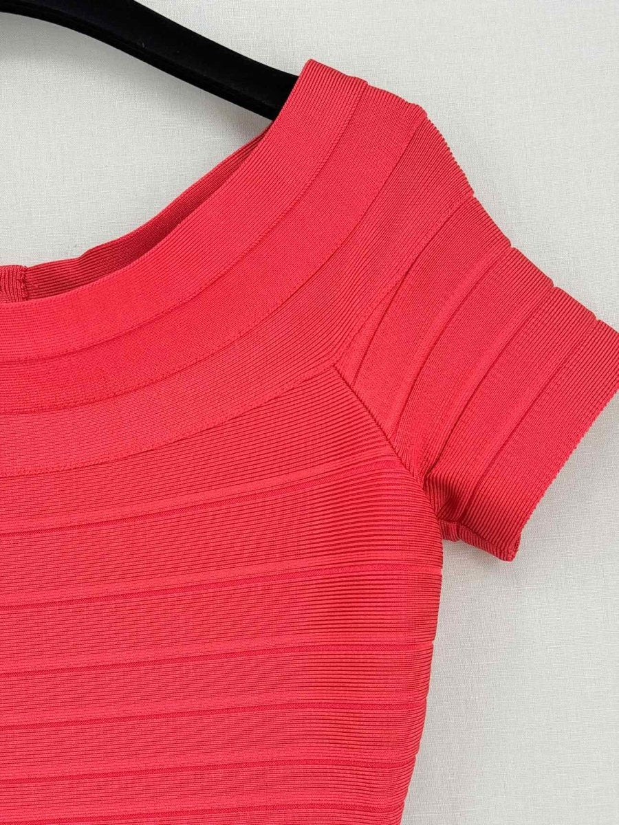 Pre-loved HERVE LEGER Bandage Red Size Medium Knee Length Dress at Reems Closet