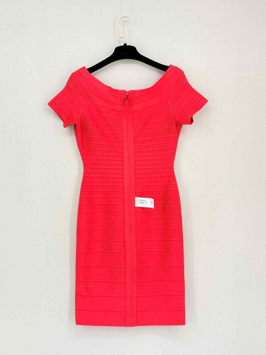 Pre-loved HERVE LEGER Bandage Red Size Medium Knee Length Dress at Reems Closet