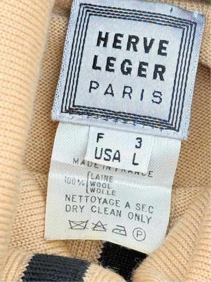 Pre - loved HERVE LEGER Beige Size Large Knee Length Dress at Reems Closet