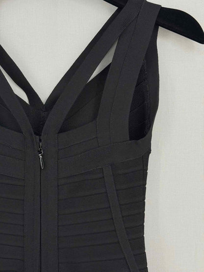 Pre - loved HERVE LEGER Black Bandage Size XSmall Short Dress at Reems Closet