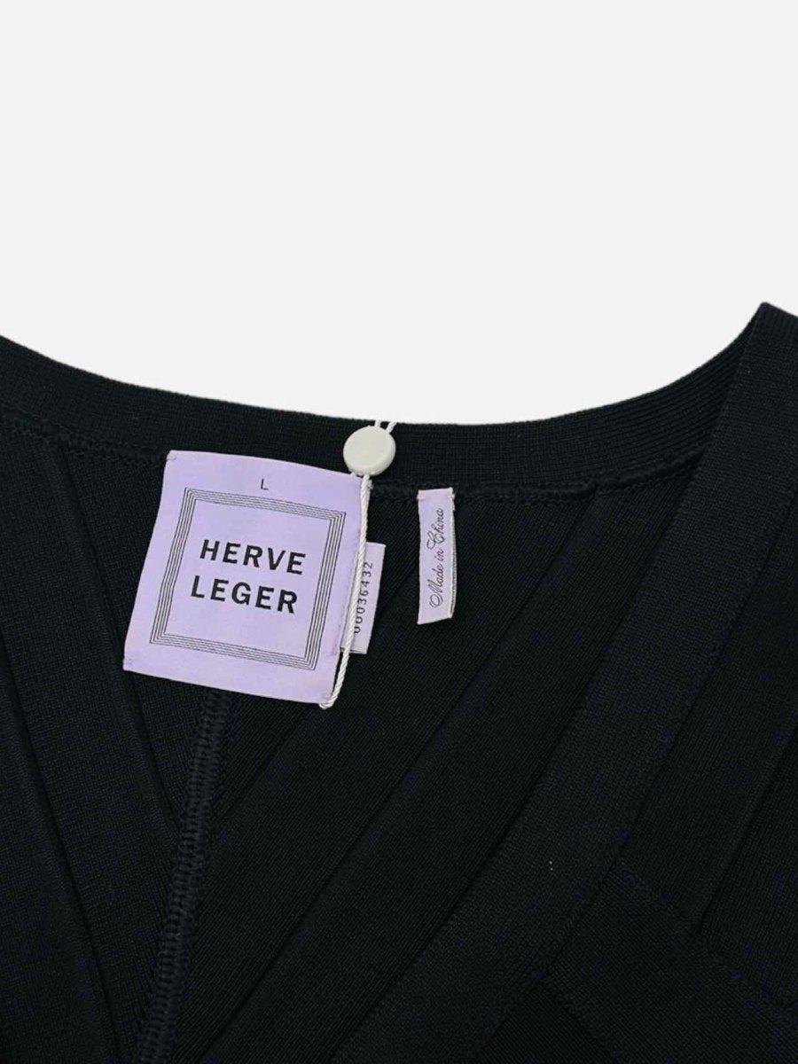 Pre - loved HERVE LEGER Bodycon Black Short Dress at Reems Closet