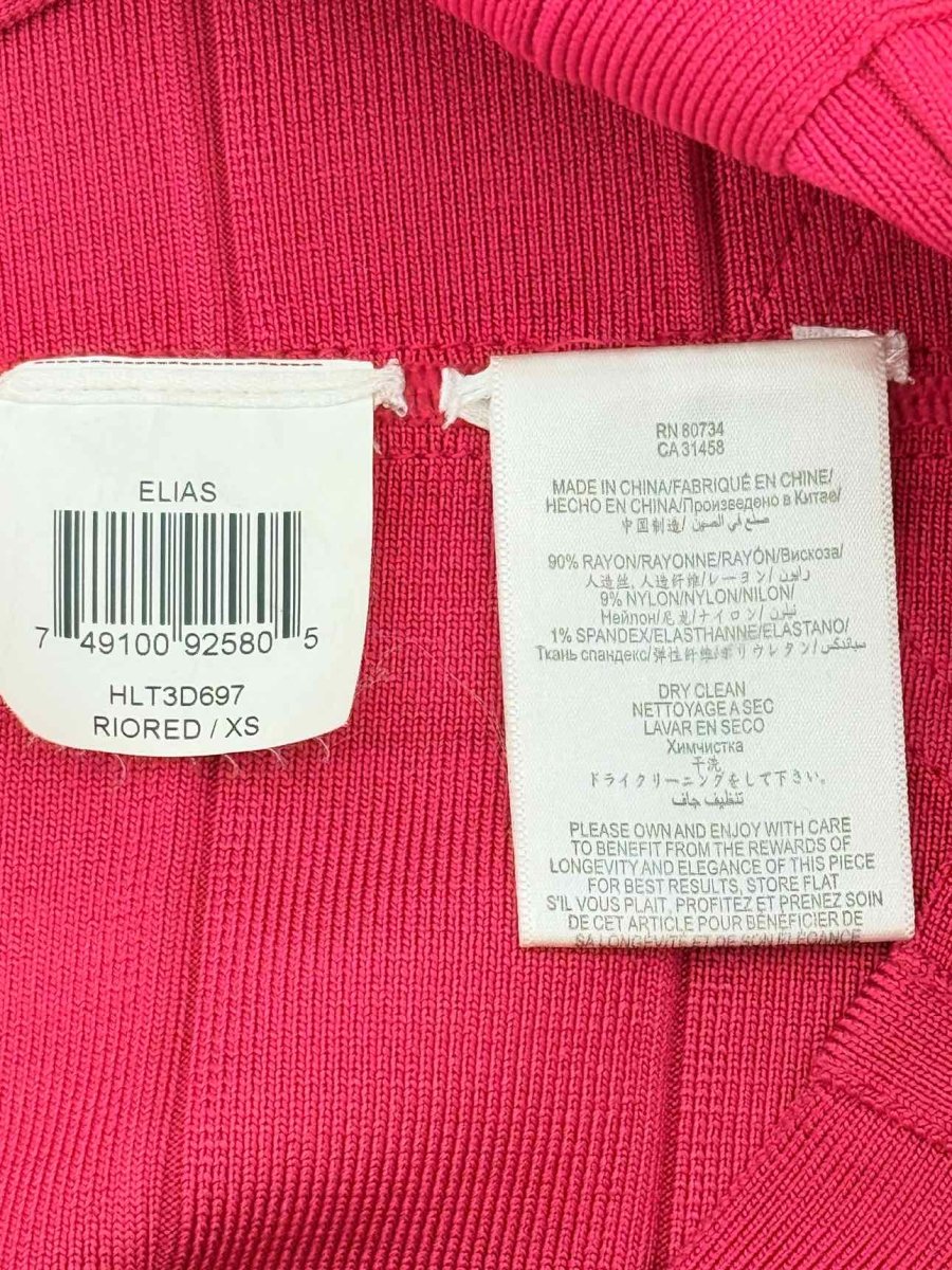 Pre - loved HERVE LEGER Elias Red Bandage Size XSmall Mini Skirt at Reems Closet