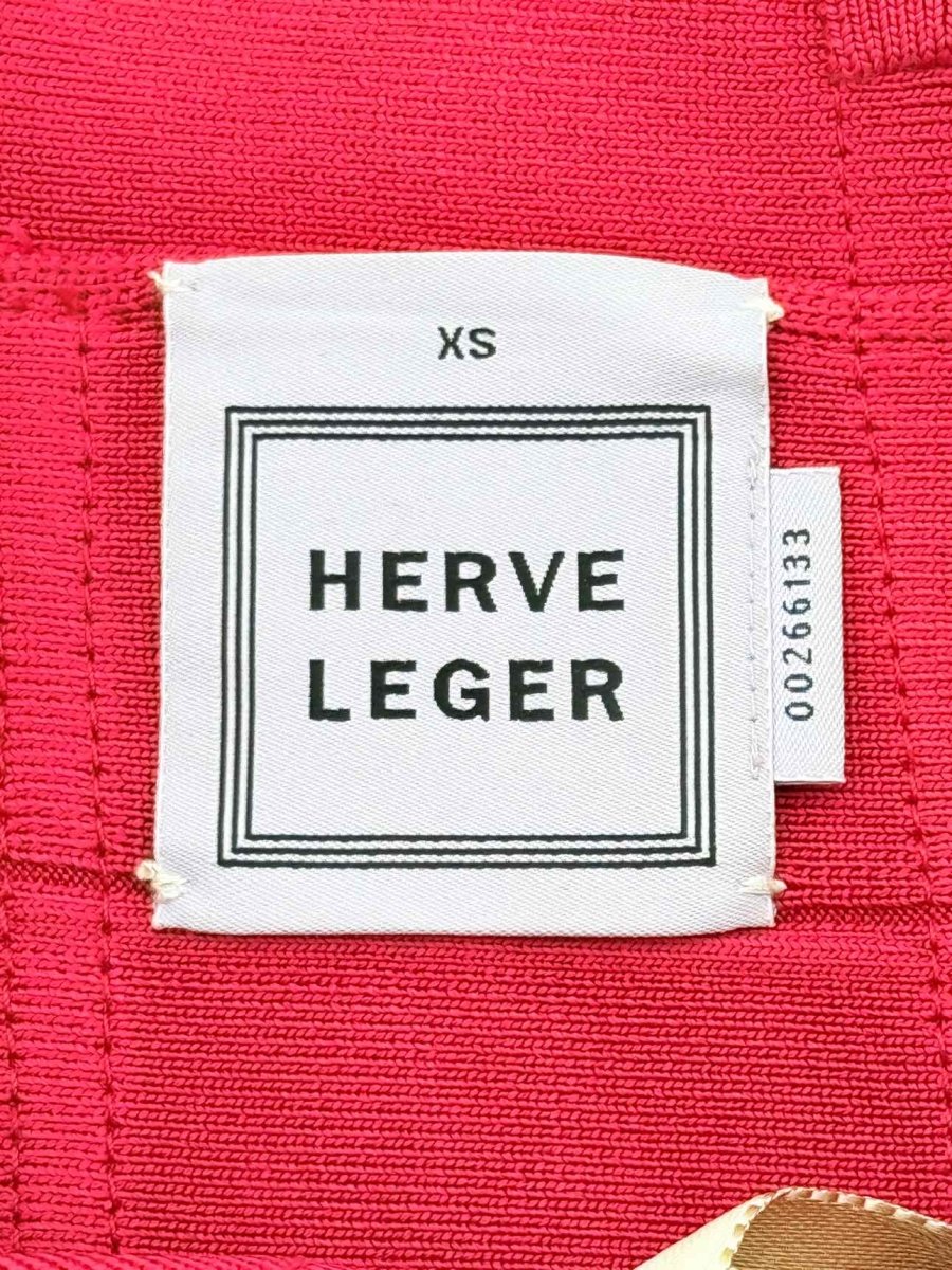 Pre - loved HERVE LEGER Elias Red Bandage Size XSmall Mini Skirt at Reems Closet