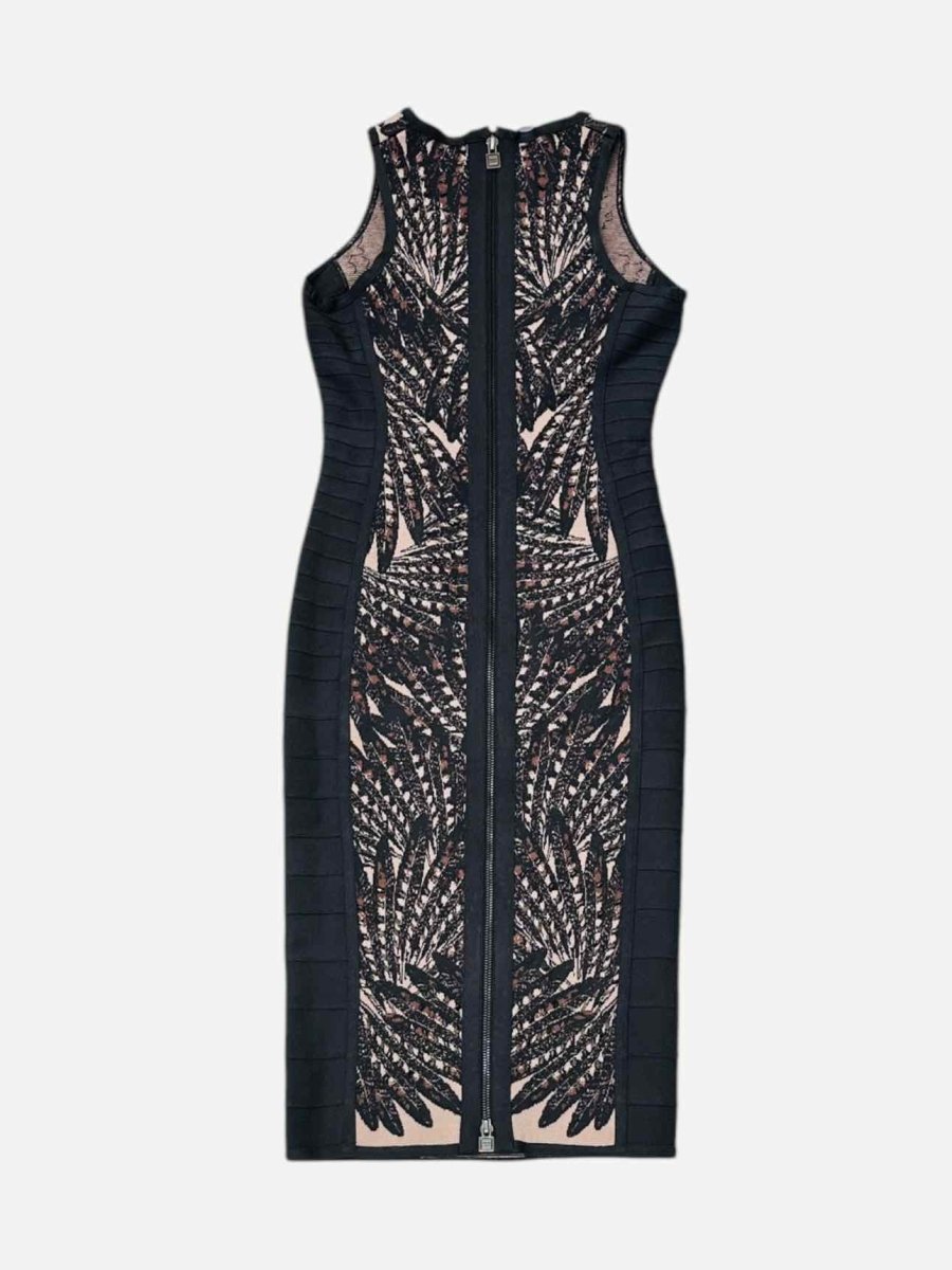 HERVE LEGER Grey & Beige Size XSmall Knee Length Dress - Reems Closet HERVE LEGER Grey & Beige Size XSmall Knee Length Dress - Reems Closet