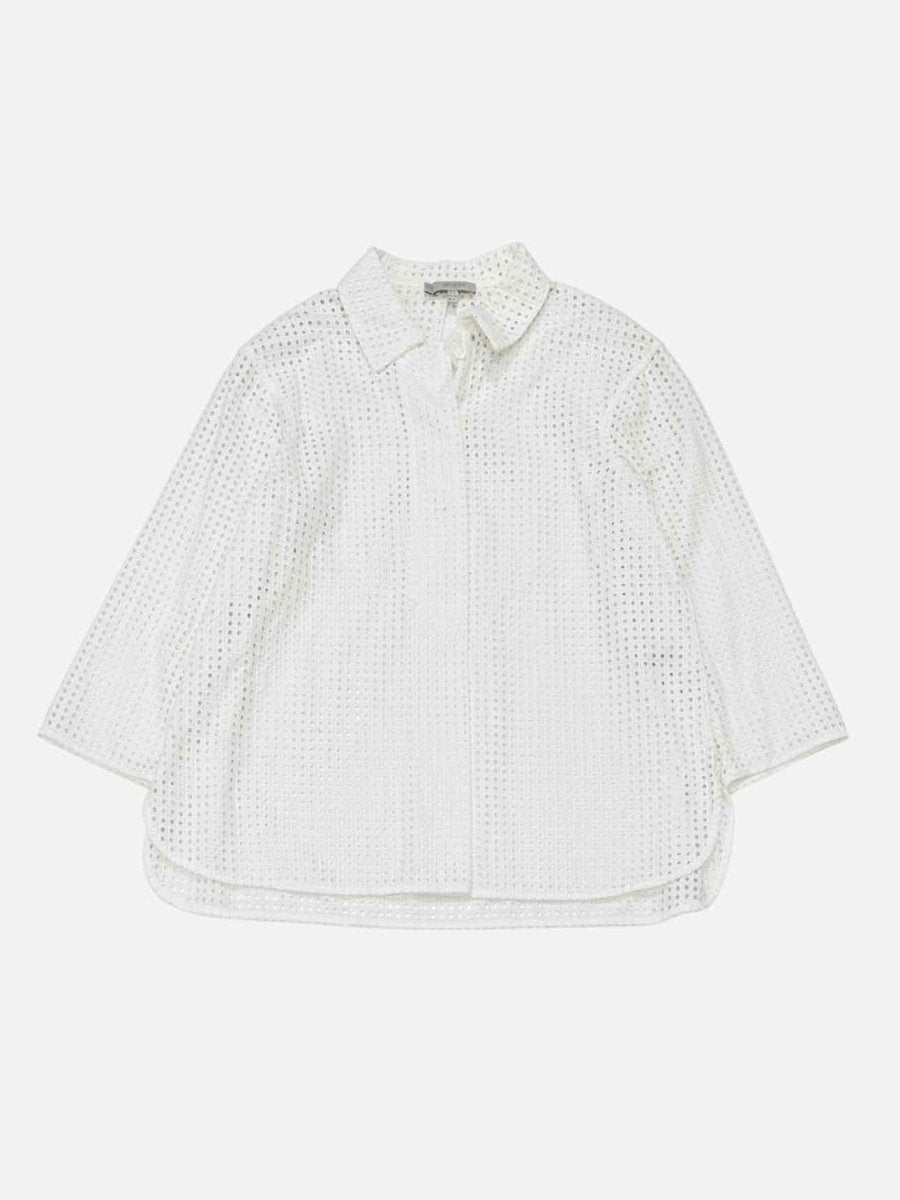 Pre - loved HOBBS Eyelet White Shirt at Reems Closet