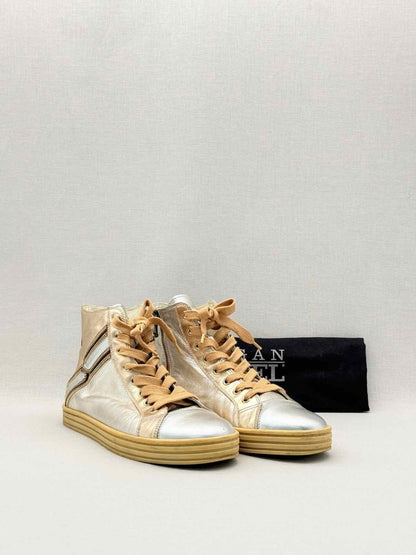 Pre-loved HOGAN Rebel Silver & Gold Size EU 38.5 Sneakers at Reems Closet