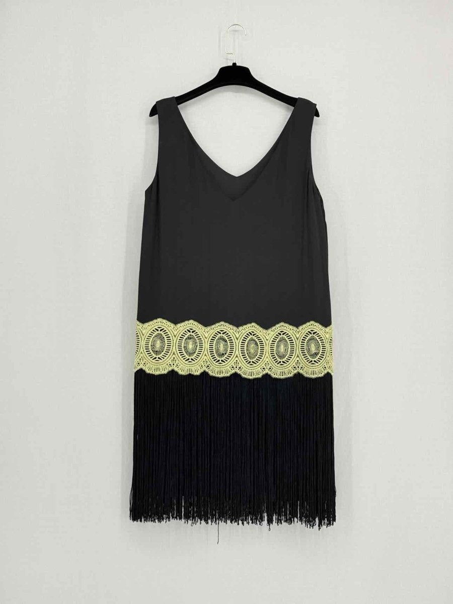 Pre - loved HOSS INTROPIA Black & Gold Size US 10 Short Dress at Reems Closet