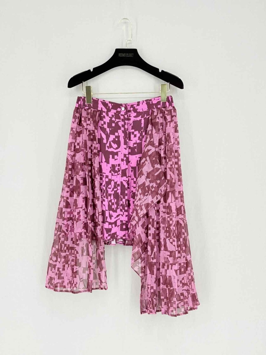 Pre - loved ICEBERG Pink & Burgundy Printed Size Medium Mini Skirt at Reems Closet