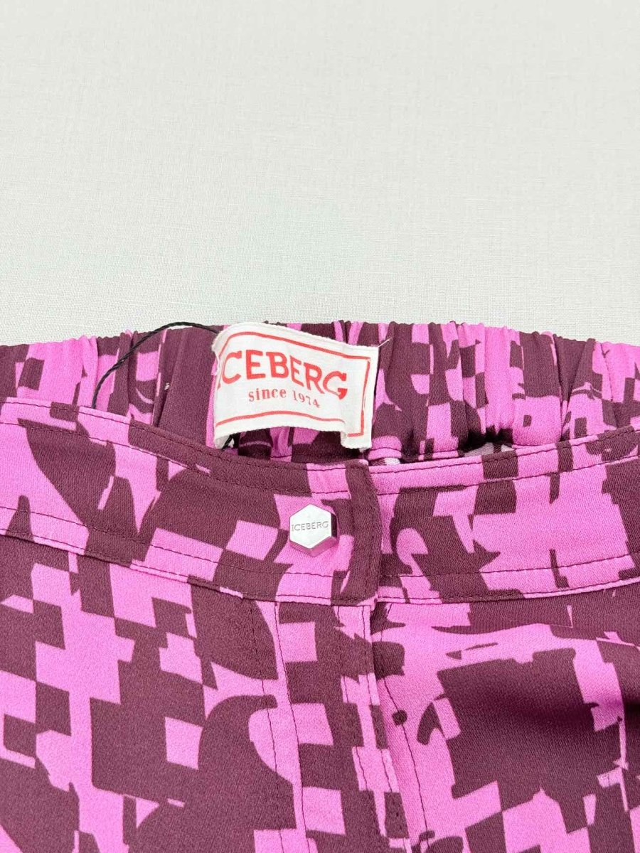 Pre - loved ICEBERG Pink & Burgundy Printed Size Medium Mini Skirt at Reems Closet