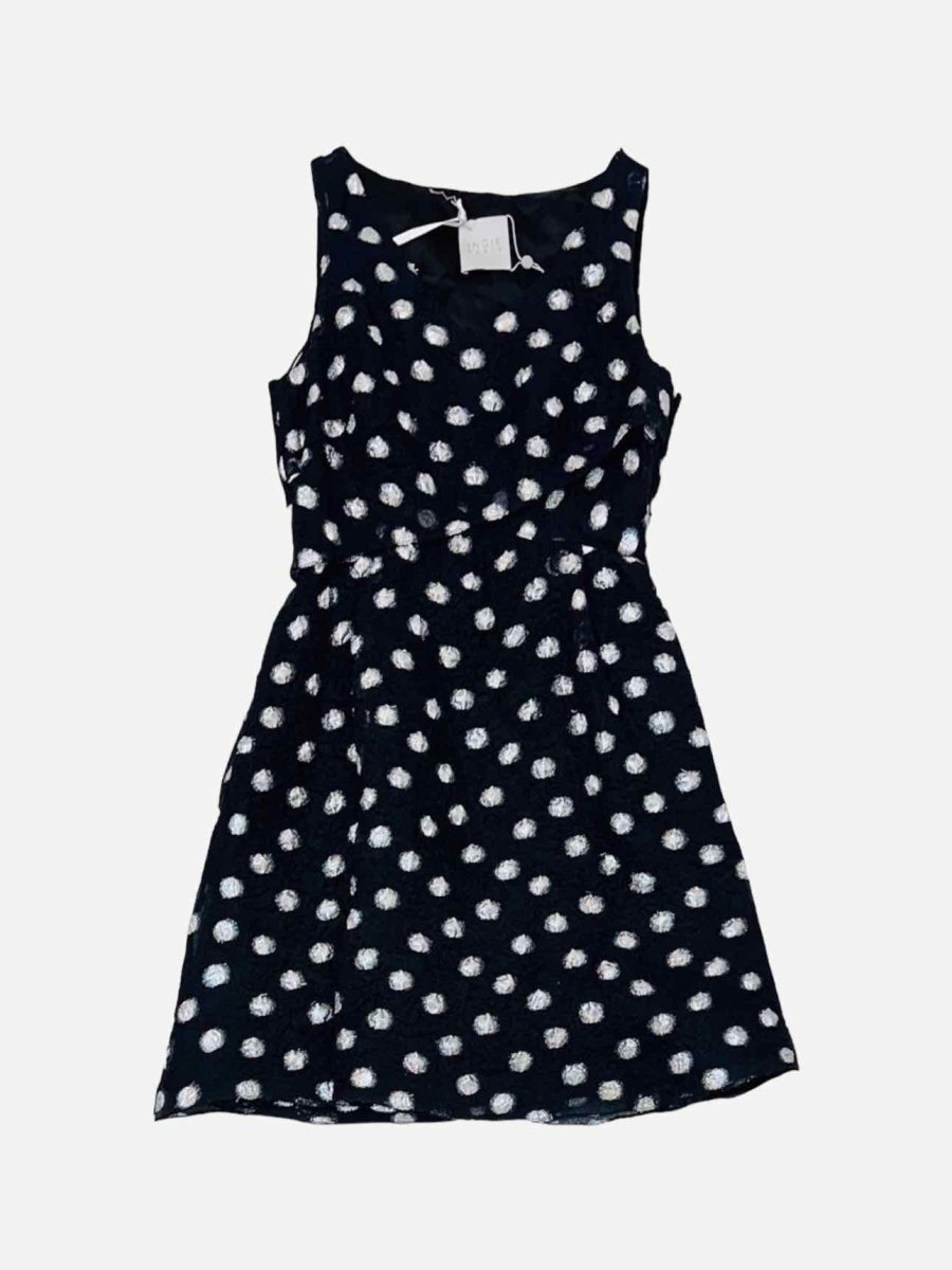 Pre - loved INGIE PARIS Black w/ Silver Size US 8 Knee Length Dress at Reems Closet