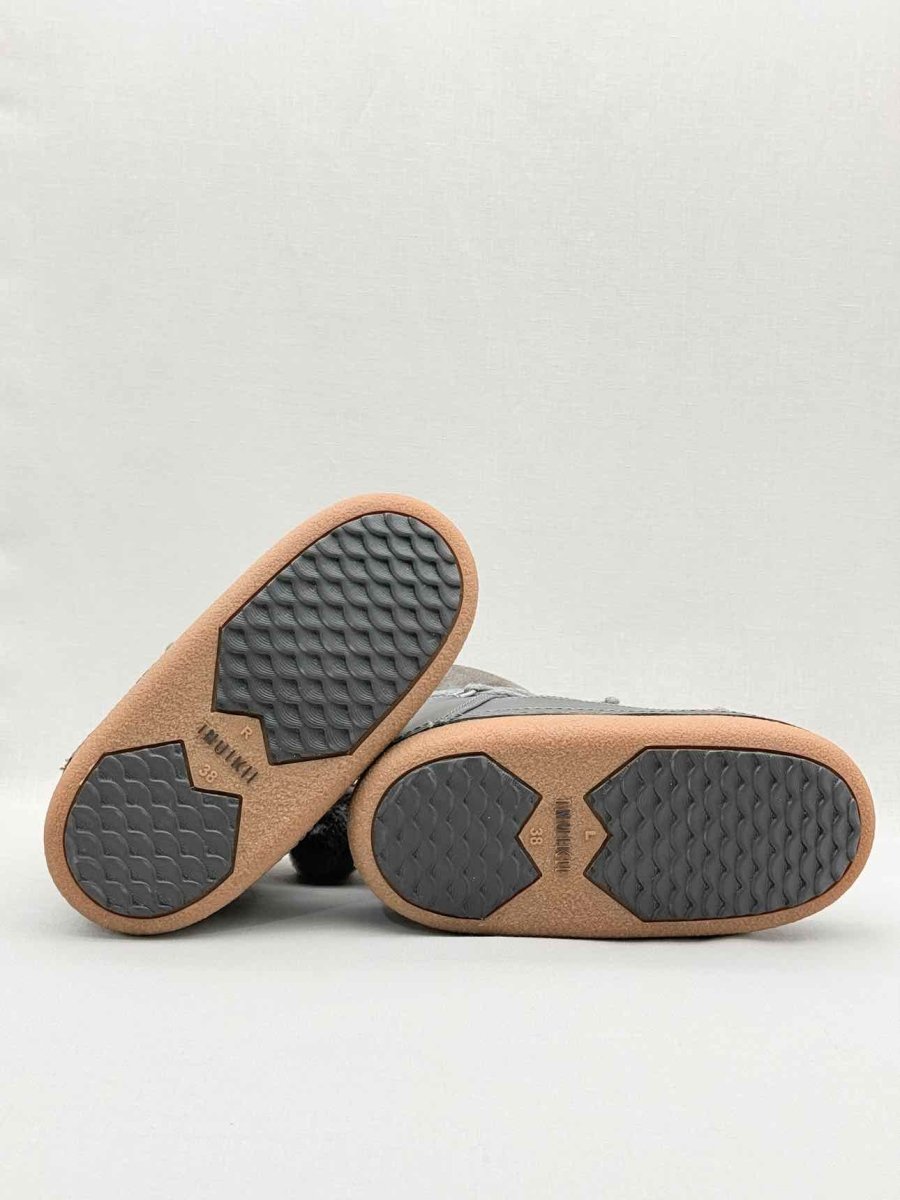 Pre - loved INUIKII Pompom Grey Size EU 38 Ankle Boots at Reems Closet