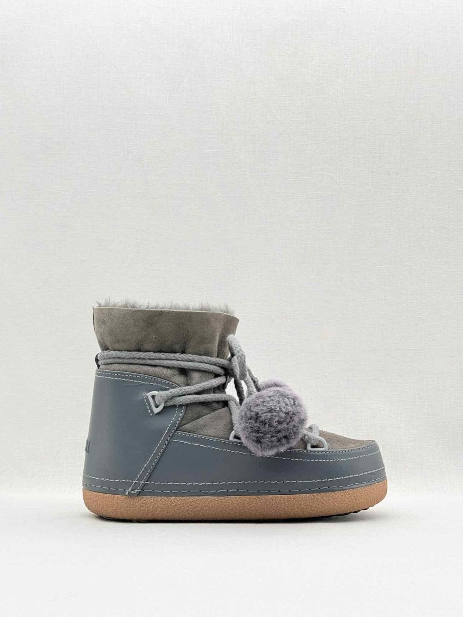 Pre - loved INUIKII Pompom Grey Size EU 38 Ankle Boots at Reems Closet