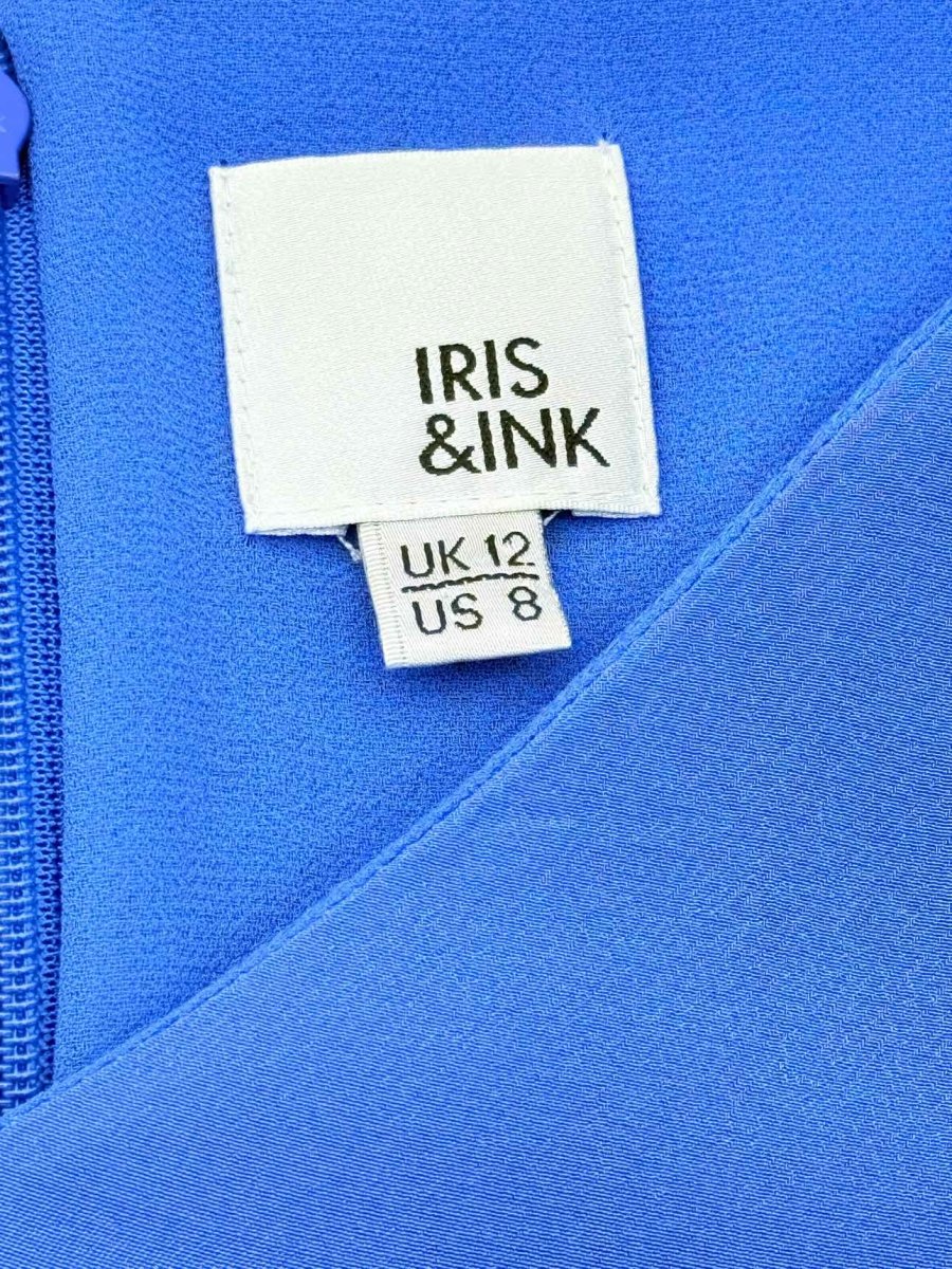 Pre - loved IRIS & INK Blue Size US 8 Knee Length Dress at Reems Closet