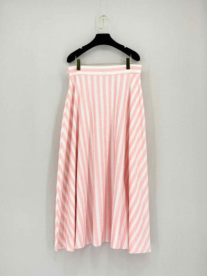 Pre-loved IRIS & INK Pink Striped Size US 10 Midi Skirt at Reems Closet