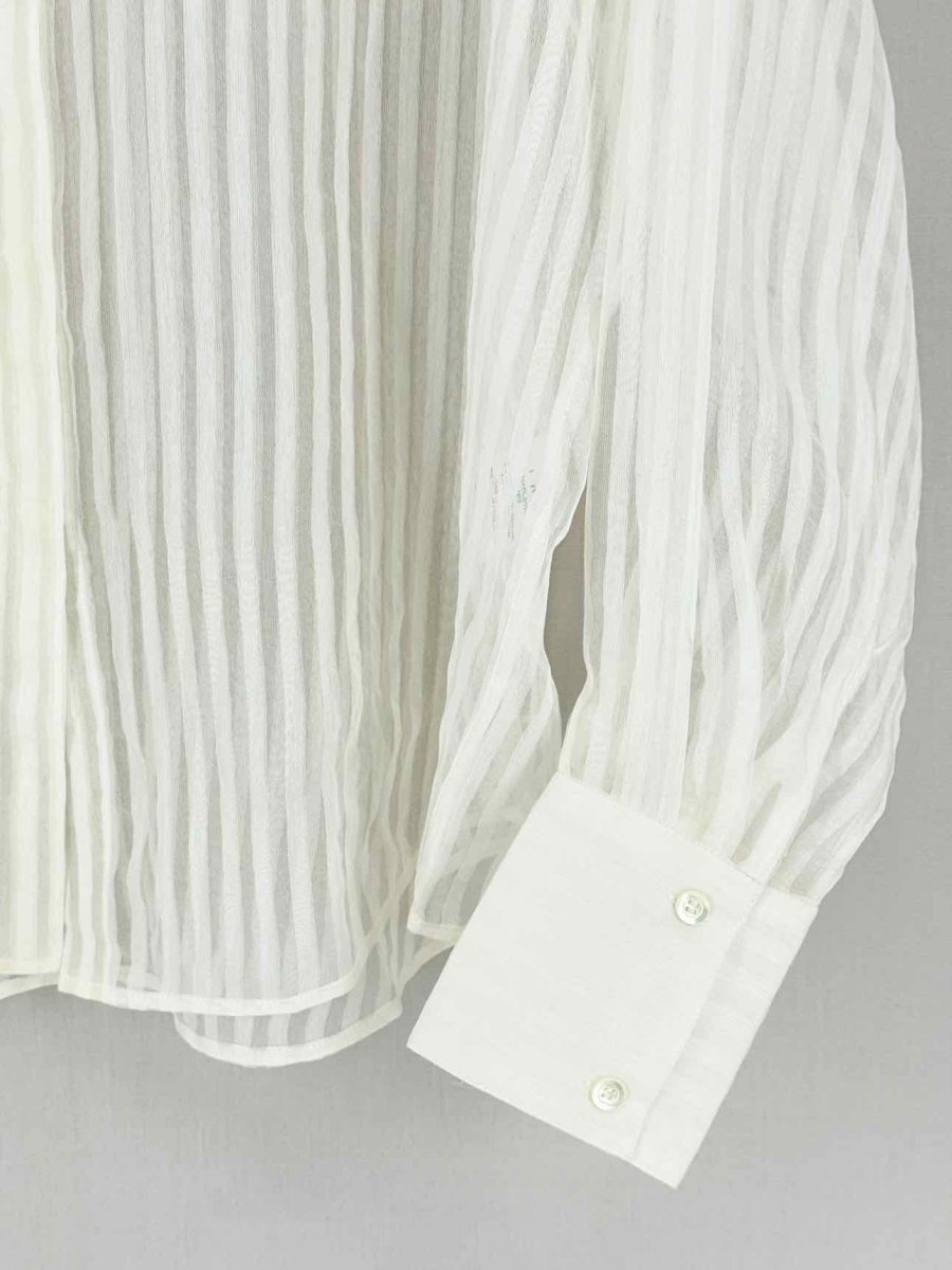 Pre - loved IRO Cream Striped Size US 2 Shirt at Reems Closet